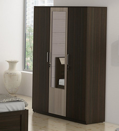 Kosmo Stark Three Door Wardrobe with Mirror in Fumed Oak & Mountain Larch Finish by Spacewood