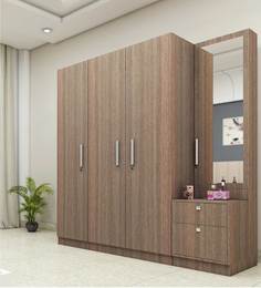 Four Door Wardrobe with Dresser in Coffee Oak Finish in PLPB by Primorati